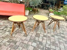 Tables d'appoint rotin et Formica 1960