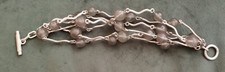 BICHE DE BERE - Bracelet 6 rangs - Argenté & perles blanches Vintage Années 90