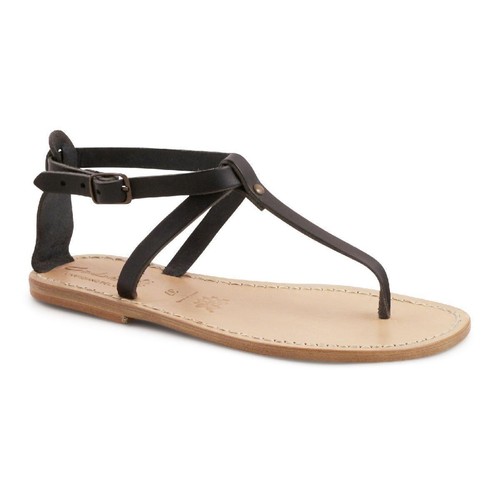 Sandale tong cuir - en, noir