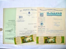 PÊCHE BON DE COMMANDE + PUB NASSE ET BLÉ R. BLONDEAU 1929/1937 SOUPPES/LOING (3)