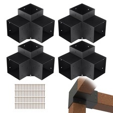 VEVOR Kit Supports Pergola 3 Voies pour Poteau Gazebos 6"x6" 15x15 cm Lot de 4