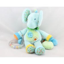 Doudou éléphant bleu vert