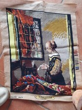 CANEVAS TAPISSERIE VERMEER -brodé  demi points coton 45cm x 60cm Royal  Paris