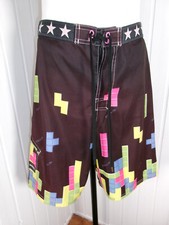 Pull-In Short de Bain surfer w29 S/M 100% Polyester marron imprimé tétris