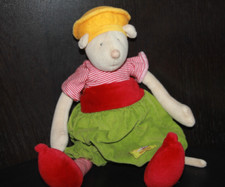 DOUDOU peluche MOULIN ROTY BALTHAZAR ET VALENTINE  souris vert rouge  jaune 35