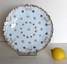 Rare Ancienne Assiette en  Porcelaine de limoges Polychrome Bouton De Rose