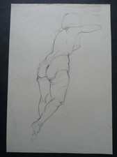 ECOLE FRANCAISE - ETUDE DE NU FEMININ - DESSIN ORIGINAL MINE DE PLOMB - CURIOSA