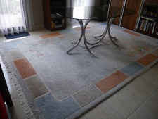 Tapis Népal  gris et motifs couleurs 2.5x3.5