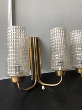 Vintage Ancien Applique 1960 Laiton Cristal Verre Tirette Mid Century Rockabilly