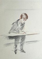 Paul-César HELLEU : Ecolier dessinant, GRAVURE, 1913