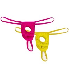 Pack de 2 String Mankini Homme Hot Slip Briefs pour Hommes Jaune + Rouge Rose