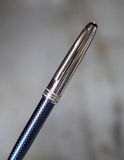 STYLO BILLE MONTBLANC SOLITAIRE DOUE BLUE HOUR - LAQUE BLEUE & METAL PLATINE