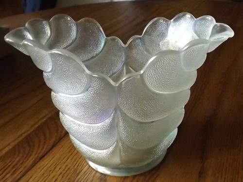 Vintage textured glass vase - vintage,