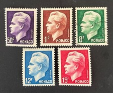 MONACO 1950 - TIMBRES NEUFS*/OBLITERES - YT 344 à 348 - Le Prince Rainier  III 