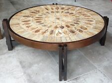 Table basse Ronde Céramique Roger Capron Vallauris/Décor Herbier/1960/1970