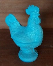 COQ EN OPALINE - BONBONNIÈRE COULEUR BLEU - 1er QUART XXeme