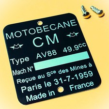 Plaque de cadre Motobécane AV88 - vierge avec rivets SIM - 38x44 en aluminium