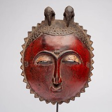 FR0332 MASQUE BAOULE AVEC SOCLE COTE D'IVOIRE AFRIQUE ART TRIBAL AFRICAIN