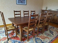 Table fermière en chêne massif avec 8 chaises