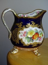 SEVRES OR VINCENNES FLOWERS CREAMER Cobalt Blue with Gold 19 TH CENTURY