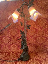 Lampe Femme à la cruche , 2 feux à tulipes , reproduction Moreau