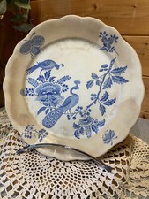 Assiette en faïence Paon bleu