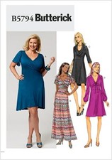 ??✂5794 PATRON BUTTERICK CREATIONS  ROBE CROISEE DRAPEE LONG / COURT 36 AU 52