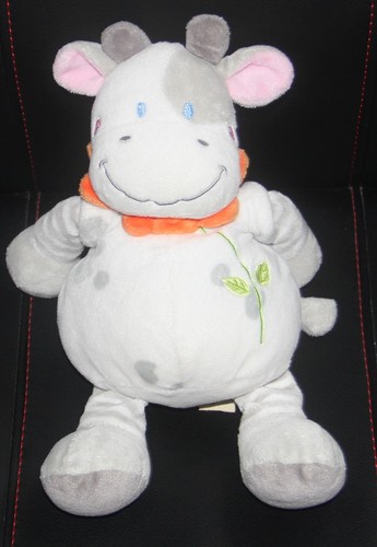 Doudou vache blanc - vache, orange