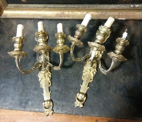 Paire appliques bronze doré - paire,