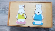 Jeu d'éveil puzzle lapins bois