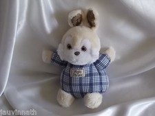 Doudou lapin vintage bleu et