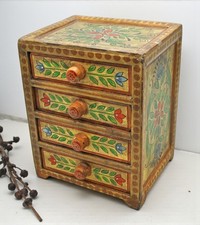 En Bois Vintage 4 Tiroirs Rangement Boîte Original Old Main Crafted Peint