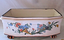 Grande jardiniere faience contemporaine decor floral Rouen