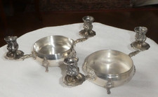 2 Anciennes Jardinière Centre Table Candélabre Bougeoir Chandelier Métal Argenté