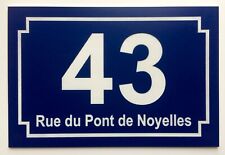 plaque pvc numero de rue ou de maison 150x100 mm bleu