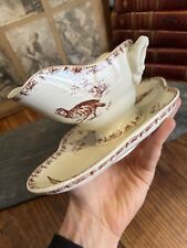 Saucière Faïence Peinte Modèle Aux Perdrix Service Table & Oiseaux