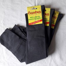 3 Paires Femmes Bambou Bas Longs Sans Caoutchouc Extra Taille Large Gris 35 À 42
