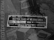 PLATE PLAQUETTE PLAQUE POSTE RADIO GRC9 RT77 RECEPTEUR CROSLEY jeep willys ww2