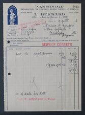 Facture 1938 LYON Soutien-gorge A L'ORIENTALE gaine corset illustrée 45
