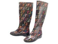 BOTTES DE PLUIE FENDI ZUCCA LOGO FF EN CAOUTCHOUC MULTICOLORE 37 RAIN BOOTS 440€