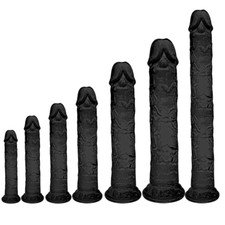 SexToy Gode Ventouse Noir Brillant Réaliste en Silicone Vaginal Anal Dildo
