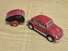 Voiture Miniature Volkswagen Cox Coccinelle Avec Caravane 1/43