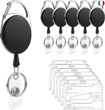 Porte Badge Enrouleur,6 pièces Porte-clés Retractable,Enrouleur Rétractable Lo