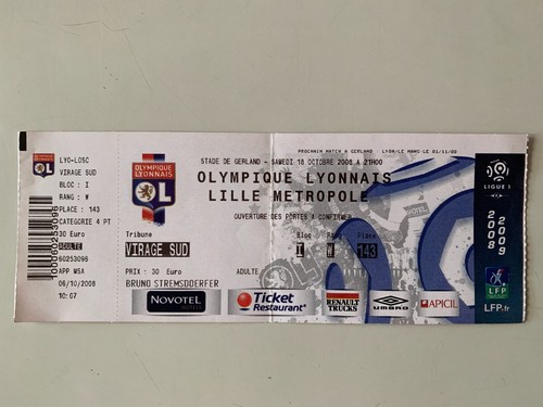 Ticket match lyon losc - ticket,