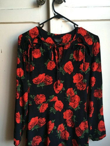 Topshop robe noire rouge roses - topshop,