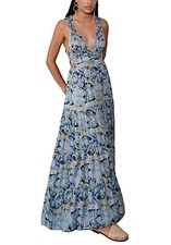 Robe Longue Femme Bleue Bretelles Multiposition Sans Manches Tie-Dye 107.