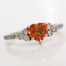 Heart-shaped diamond ring- Saphir orange (RARE)-Diamonds rose naturel (RARE)