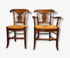 FAUTEUIL RUSTIQUE CAMPAGNARD EN HETRE AVEC SA CHAISE EN CHÊNE 