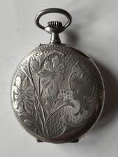 Montre Gousset Argent Massif Art Nouveau 48mm Fonctionne Sterling Pocket Watch 