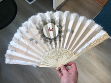 Bel Eventail Collection XIXéme plume Oiseau  30cm